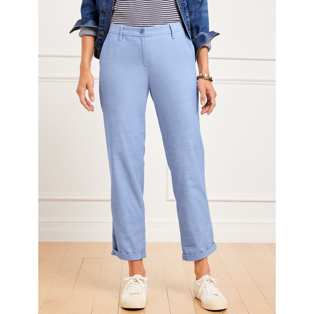 Talbots Newport Chambray Relaxed Chinos Pants Size 14 NWT Blue